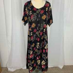 Vintage Starina rayon leaf pattern dress